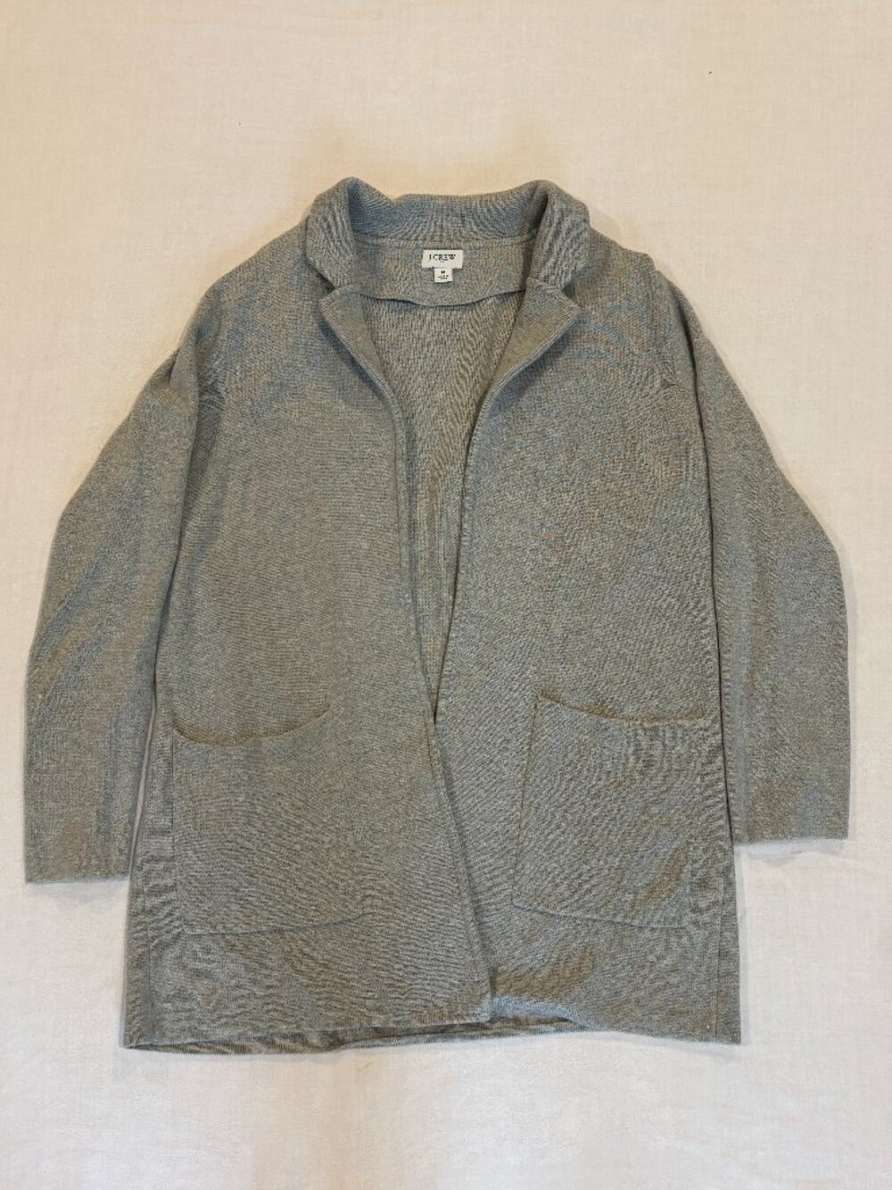 J.Crew 100% Cotton Open Front Sweater Blazer Heather Gray Medium H6915
